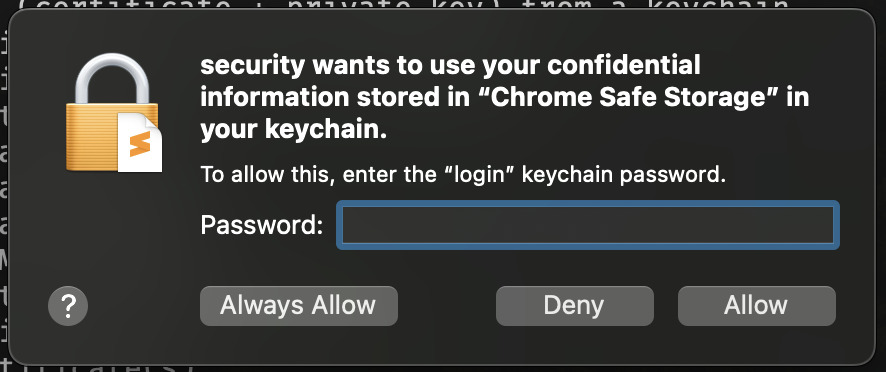 Security dialog asking for password