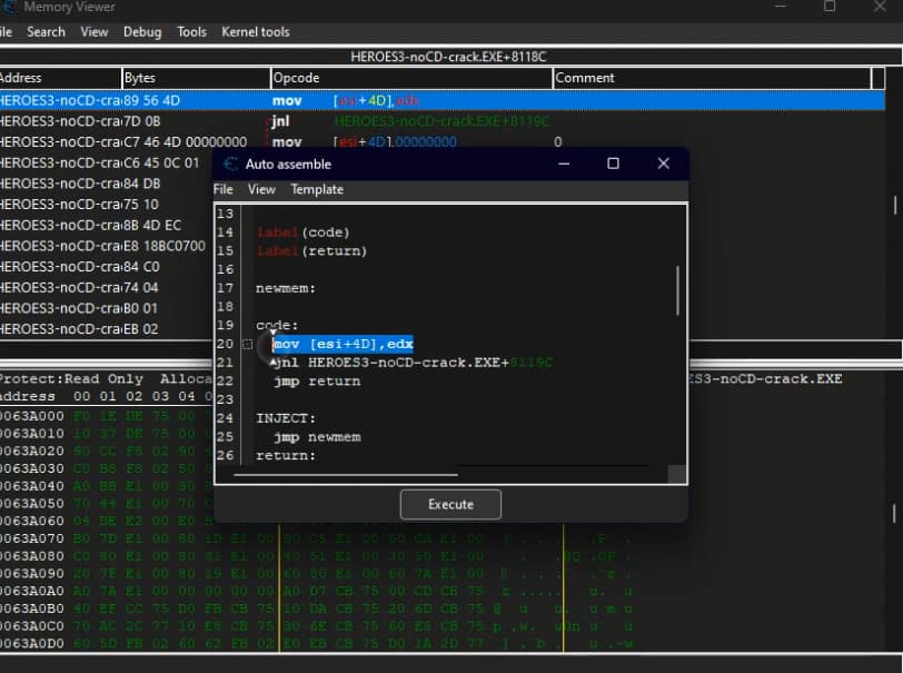 CE scripting infinite user movement