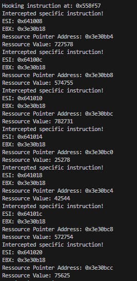 Frida printing addresses of resources and values